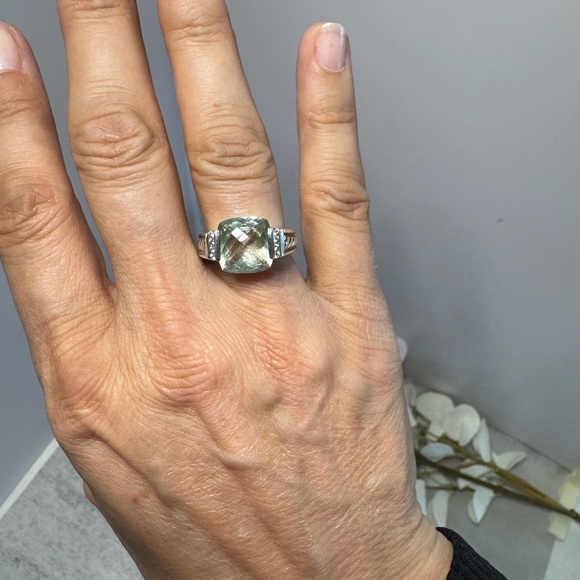 Authentic David Yurman 925 silver, prasiolite and diamond ring - Picture 1 of 7
